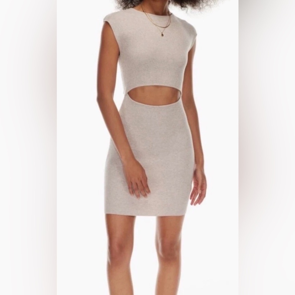 Aritzia Wilfred Free Ribbed Knit Sleeveless Dress in Oatmeal size M